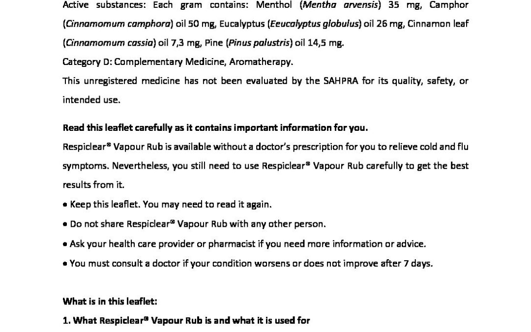 Package-Insert-Obel-Respiclear-Vapour-Rub | Acdoco